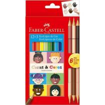 Ecolapis Caras E Cores12 + 3 Cores Faber Castell - FABER-CASTELL