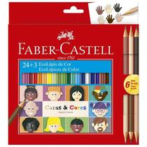 Ecolápis de cor Caras e Cores 24 cores clássicas + 6 tons de pele Faber-Castell