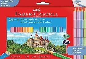 Ecolapis de cor, Faber-Castell, 1201244P, Com 4 pastel Ecolapis de cor, Faber-Castell, 1201244P, Com 4 pastel