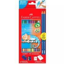 Ecolápis de Cor Faber Castell Bicolor Kit Escolar 24 Cores