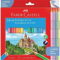 Ecolápis de cor Faber-Castell C/ 24 Cores + 4 Pastel