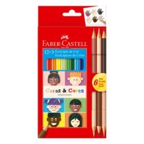 Ecolápis De Cor Faber Castell Caras & Cores 12 + 6 Tons Pele