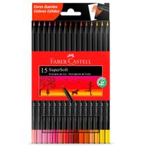 Ecolápis de Cor Supersoft Cores Quentes com 15 Unidades - Faber-Castell