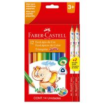 Ecolápis de Cor Triangular Jumbo Estojo com 12 cores + 2 Ecolápis Grafite Jumbo - Faber Castell Ecolápis de Cor Triangular Jumbo Estojo com 12 cores + 2 Ecolápis Grafite Jumbo - Faber Castell