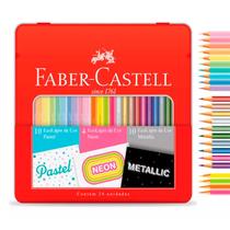 Ecolápis Faber Castell 24 Cores Pastel Neon e Metálico