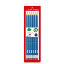 Ecolápis Grafite Azul Redondo com Borracha com 6 Unidades - Faber-Castell