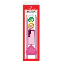 Ecolápis Grafite Grip 2 Rosa + Apontador + Borracha Triangular- Faber-Castell
