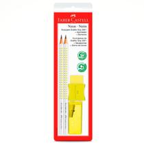 Ecolápis Grafite Grip Neon Amarelo + Apontador + Borracha - Faber-Castell