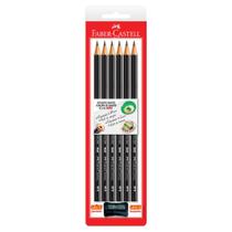 Ecolápis Grafite Redondo Nº 2 Max com 6 Unidades + Apontador Preto - Faber-Castell