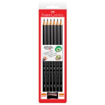 Ecolápis Grafite Redondo Nº 2 Max com 6 Unidades + Apontador Preto - Faber-Castell