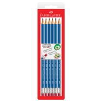 Ecolápis Grafite Sextavado Nº 2 Max Azul c Borracha c/ 6 unid. - Faber-Castell