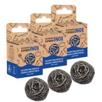 Ecomais Esponja Inox Ákora Aço inoxidável 3 unidades
