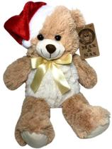 Edição Especial Decoração De Natal - Boneco De Pelúcia Infantil Animal Animalzinho Urso Ursinho Claro Papai Noel - 35 cm Altura - Max E Sax