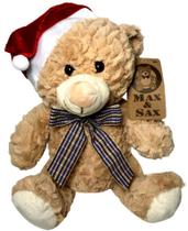Edição Especial Decoração De Natal - Boneco De Pelúcia Infantil Animal Animalzinho Urso Ursinho Luxo Papai Noel - 30 cm Altura - Max E Sax