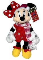 Edição Especial Natal - Boneca De Pelúcia Média Personagem Infantil Minnie Mouse Noel - Decoração Natalina - Vestido Vermelho - Disney