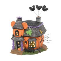 Edifício iluminado Departamento 56 Disney Halloween Mickey's Pumpkintown Haunted Manor