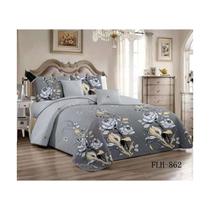 Edredão de verão com 2 flores quadradas cinza Edredão de verão com 2 flores quadradas cinza