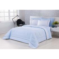 Edredom 100% Algodão Percal 150 Fios Dupla Face Casal Gran Moratta 1 Peça - Azul-branco - Design Resistente