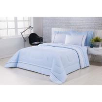 Edredom 100% Algodão Percal 150 Fios Dupla Face Casal Gran Moratta 1 Peça - Azul/Branco