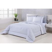 Edredom 100% Algodão Percal 150 Fios Dupla Face Solteiro Gran Moratta 1 Peça - Cinza-branco - design resistente