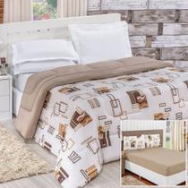 Edredom 2,60m x 2,40m + Jogo de Cama Malha Quality King 04 Peças 100% Algodão - Avelã Edredom 2,60m x 2,40m + Jogo de Cama Malha Quality King 04 Peças 100% Algodão - Avelã