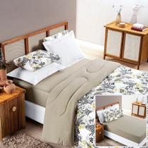 Edredom 2,60m x 2,40m + Jogo de Cama Malha Quality King 04 Peças 100% Algodão - Blossom Edredom 2,60m x 2,40m + Jogo de Cama Malha Quality King 04 Peças 100% Algodão - Blossom