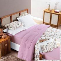 Edredom 2,60m X 2,40m + Jogo De Cama Malha Quality King 04 Peças 100% Algodão - Butterfly