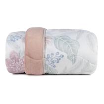 Edredom Blend Comfort Plush Dupla Face Solteiro - Flor Rosa - Altenburg