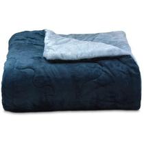 Edredom Buettner Casal Plush Flannel Dupla Face 220mx240m Azul Jeans Escuro e Azul Jeans Claro