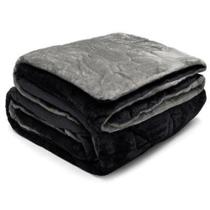 Edredom Buettner King Plush Flannel Dupla Face 260Mx280M Preto E Metal Escuro