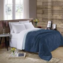 Edredom Buettner Queen Plush Flanel Dupla Face Azul