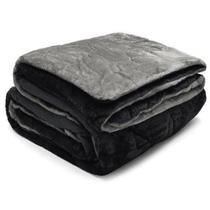 Edredom Buettner Solteiro Plush Flannel Dupla Face 160mx240m Preto e Metal Escuro