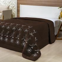 Edredom c/ Bordado Casal King Dupla Face Avulso Marrom - MICROPERCAL 200F Edredom c/ Bordado Casal King Dupla Face Avulso Marrom - MICROPERCAL 200F