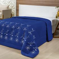 Edredom c/ Bordado Casal Queen Dupla Face Avulso Azul Royal - MICROFIBRA Edredom c/ Bordado Casal Queen Dupla Face Avulso Azul Royal - MICROFIBRA