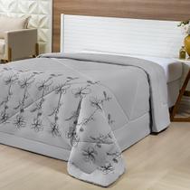 Edredom c/ Bordado Casal Queen Dupla Face Avulso Cinza - MICROFIBRA Edredom c/ Bordado Casal Queen Dupla Face Avulso Cinza - MICROFIBRA