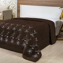 Edredom c/ Bordado Casal Queen Dupla Face Avulso Marrom - MICROFIBRA Edredom c/ Bordado Casal Queen Dupla Face Avulso Marrom - MICROFIBRA