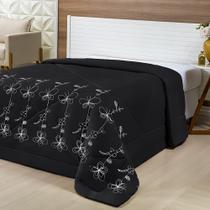 Edredom c/ Bordado Casal Queen Dupla Face Avulso Preto - MICROPERCAL 200F Edredom c/ Bordado Casal Queen Dupla Face Avulso Preto - MICROPERCAL 200F