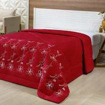 Edredom c/ Bordado Casal Queen Dupla Face Avulso Vermelho - MICROPERCAL 200F Edredom c/ Bordado Casal Queen Dupla Face Avulso Vermelho - MICROPERCAL 200F