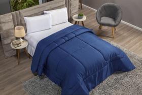 Edredom Cama Casal Queen 2,20 X 2,40 Macio Azul Marinho
