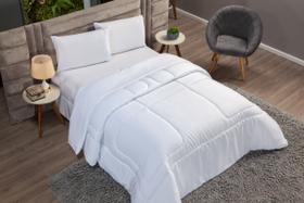 Edredom Cama Casal Queen Micropercal Dupla Face Branco