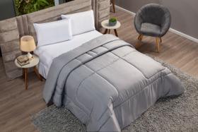 Edredom Cama Casal Queen Micropercal Dupla Face Cinza Edredom Cama Casal Queen Micropercal Dupla Face Cinza