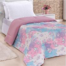 Edredom Capricórnio Solteiro Dupla Face Malha Rosa Edredom Capricórnio Solteiro Dupla Face Malha Rosa