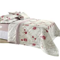 Edredom Casal BBC Textil Malha 210x240 cm Floral Vermelho 16