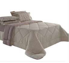 Edredom Casal BBC Textil Malha Plush 210x240 cm Poá Bege 31