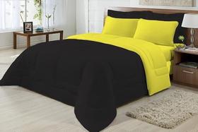 Edredom Casal Malha 100% Alg Antialérgico Preto E Amarelo