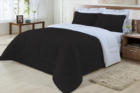 Edredom Casal Malha 100% Alg Antialérgico Preto E Branco