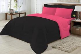 Edredom Casal Malha 100% Alg Antialérgico Preto/Pink Edredom Casal Malha 100% Alg Antialérgico Preto/Pink
