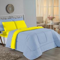 Edredom Casal Nobre 1 Peça Dupla Face 2,00m X 2,20m Malha 100% Algodão - Azul-bebê / Amarelo Edredom Casal Nobre 1 Peça Dupla Face 2,00m X 2,20m Malha 100% Algodão - Azul-bebê / Amarelo