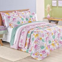 Edredom Casal Padrão Amore Estampado 200 Fios 100% Algodão 3 Peças Edredom Casal Padrão Amore Estampado 200 Fios 100% Algodão 3 Peças