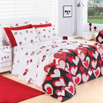 Edredom Casal Padrão Desire Percal 200 Fios 100% Algodão 5 Peças - Love